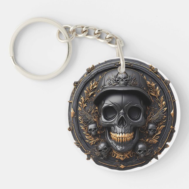 Intricate Skull Design Key Ring (Front)