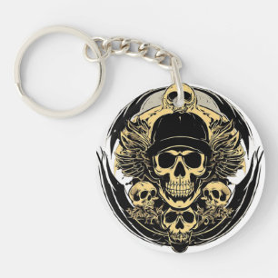 Intricate Skull Design Key Ring