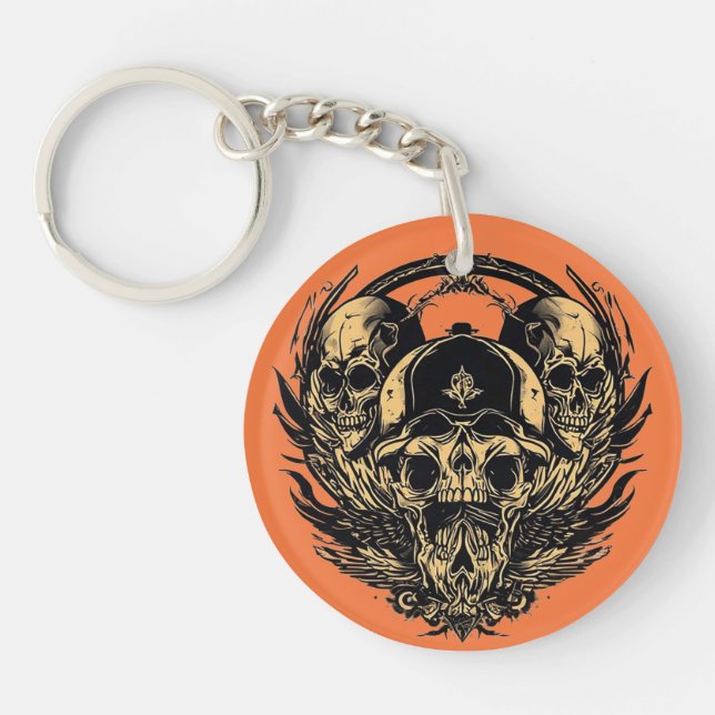 Intricate Skull Design Key Ring (Front)