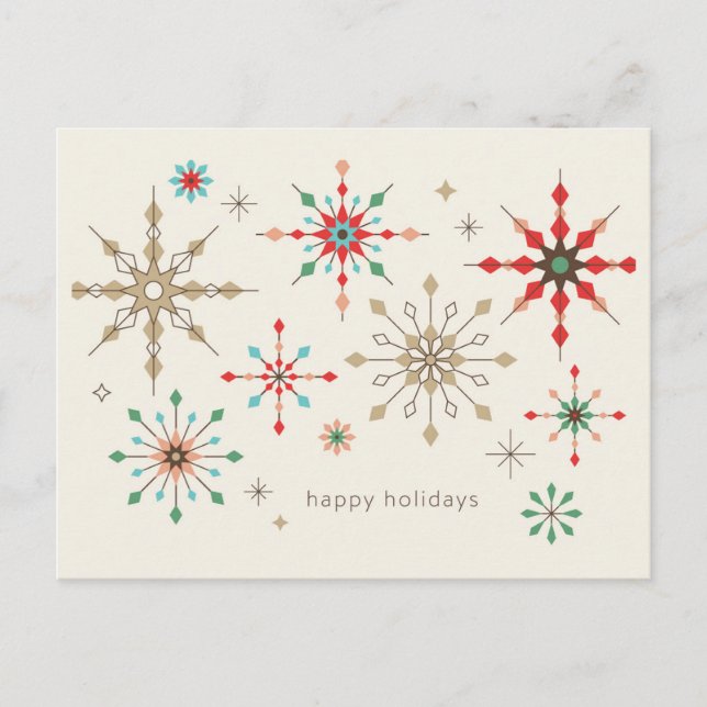 Intricate Snowflake Pattern Holiday Postcard (Front)
