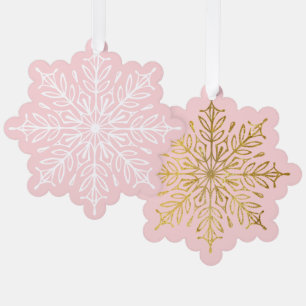 Intricate Snowflakes on Pink Christmas  Tree Decoration Card