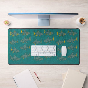 Intricate Steampunk Shark Aquatic Predator Desk Mat