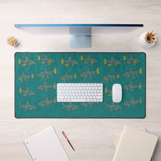 Intricate Steampunk Shark Aquatic Predator Desk Mat (Office 1)