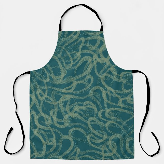 Intricate stippled texture, turquoise abstract pat apron (Front)