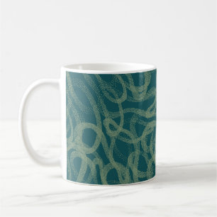 Intricate stippled texture, turquoise abstract pat coffee mug