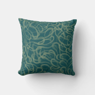 Intricate stippled texture, turquoise abstract pat cushion