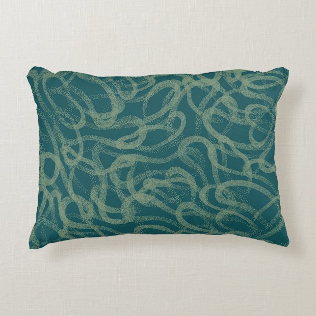 Intricate stippled texture, turquoise abstract pat decorative cushion (Front)