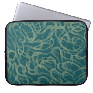 Intricate stippled texture, turquoise abstract pat laptop sleeve