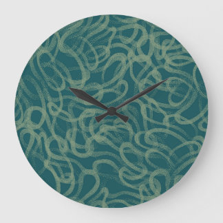 Intricate stippled texture, turquoise abstract pat large clock