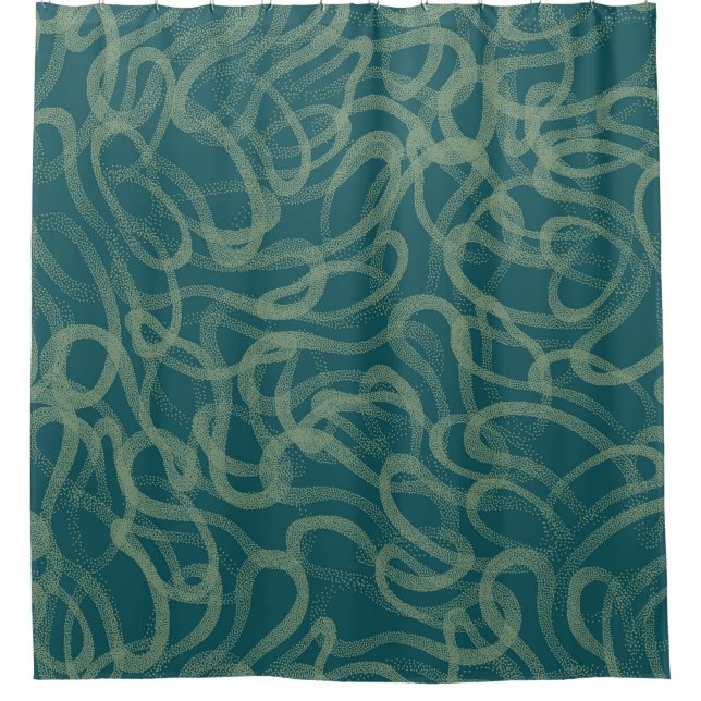Intricate stippled texture, turquoise abstract pat shower curtain (Front)