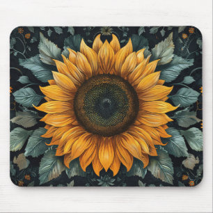 Intricate Sunflower Botanical Art Mouse Mat
