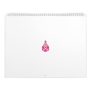 Intricate, symmetrical floral design in pink and b calendar