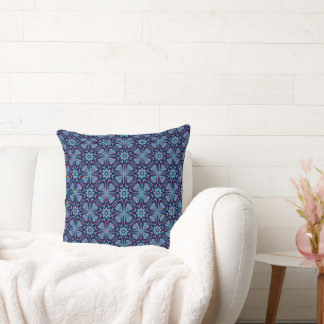 Intricate Symmetrical Star Pattern in Teal and Dee Cushion