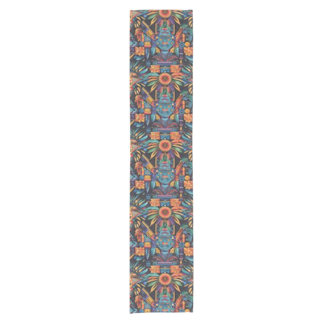 Intricate Teal "Epochal Symmetry" Elegant Table Ru Short Table Runner (Front)