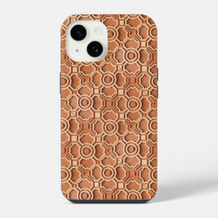 intricate terracotta coloured 3D geometric relief iPhone 14 Case