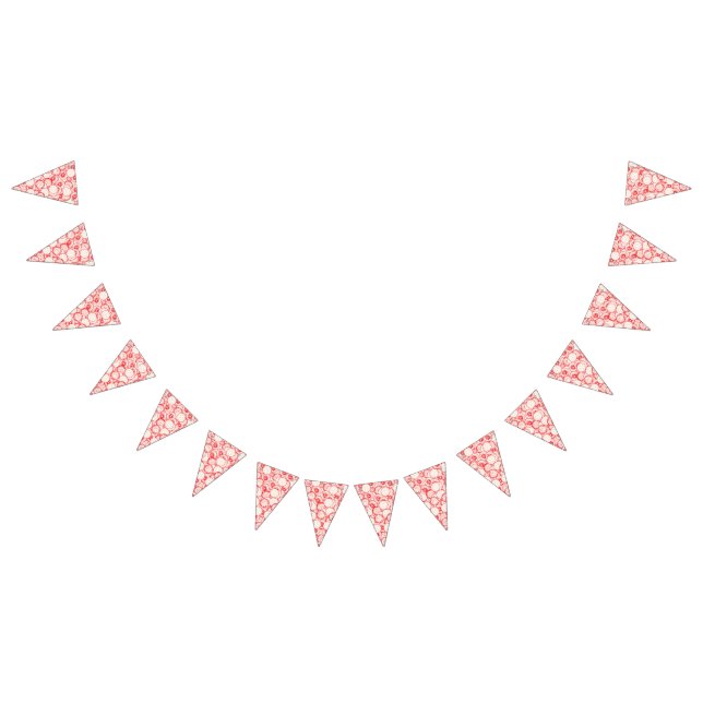 Intricate textile design featuring red, gold, and  bunting  (All)