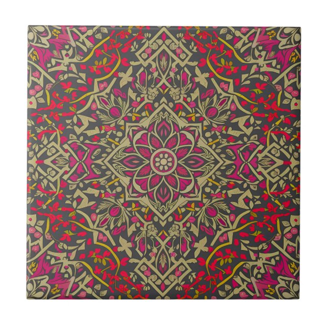 Intricate, Traditional Oriental Rug Motif Design Tile (Front)