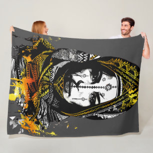 Intricate Tribal Woman Portrait Fleece Blanket