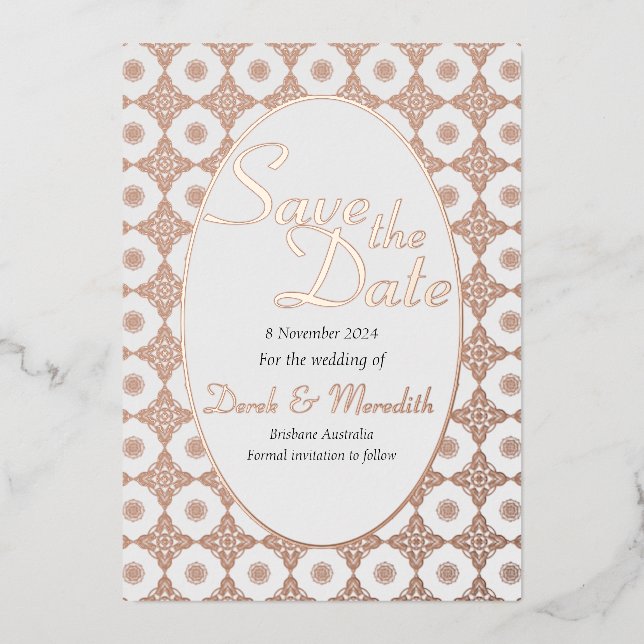 Intricate Wedding Save the Date Invitation  (Front)