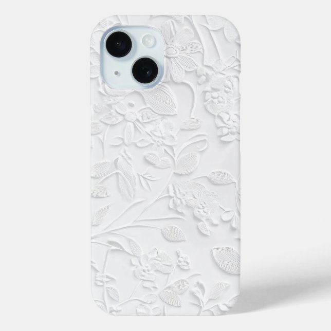 Intricate White Floral Embossed Phone Case (Back)