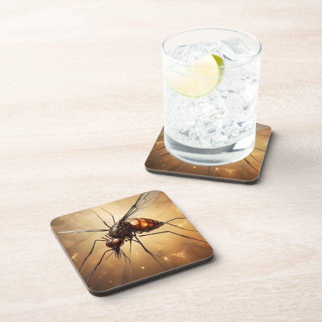 Intricate Wings: The Mosquito Fractal Art Coaster (Right Side)