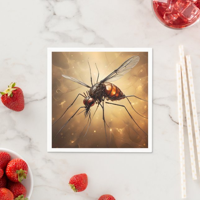 Intricate Wings: The Mosquito Fractal Art Napkin (Insitu)