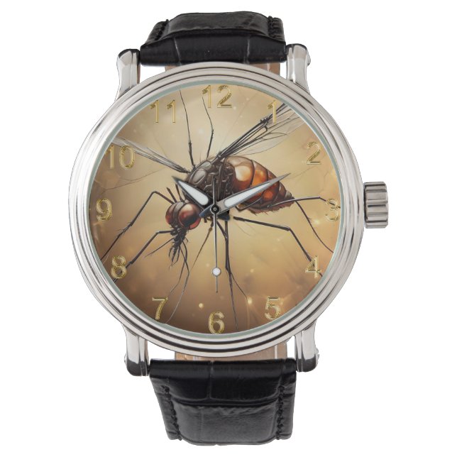 Intricate Wings: The Mosquito Fractal Art Watch (Front)