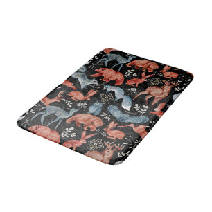  Intricate woodland animals pattern Bath Mat