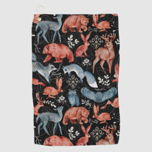  Intricate woodland animals pattern Golf Towel