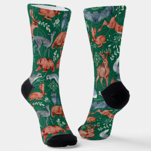  Intricate woodland animals pattern Socks