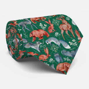  Intricate woodland animals pattern Tie