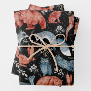  Intricate woodland animals pattern Wrapping Paper Sheet