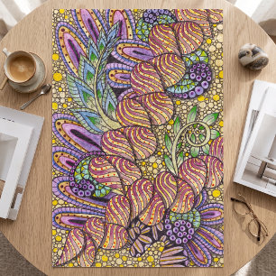 Intricate Zen Doodle Abstract Floral Art Jigsaw Puzzle