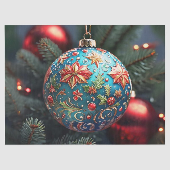 Intricately Decorated Christmas Ornament Decoupage Tissue Paper (Front)