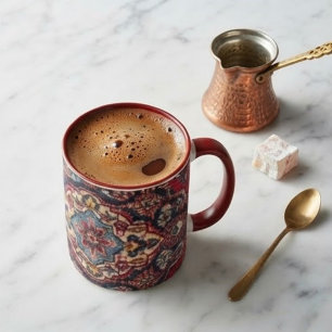Intricately Woven Persian Rug Red Floral Mug
