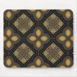 Intrication Black and Gold Geometric Pattern Mouse Mat