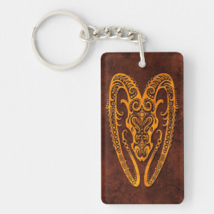Intrictate Stone Aries Symbol Key Ring