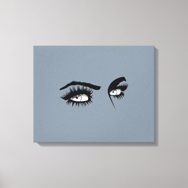 Intriguing Black&Blue Contemporary Female Glance Canvas Print (Front)