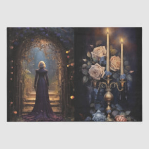 intriguing Fantasy Gothic Florals Decoupage Tissue Paper