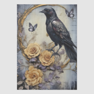 Intriguing Fantasy Gothic Raven & Florals  Tissue Paper