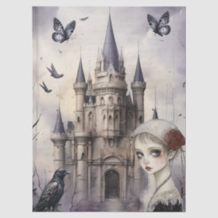 Intriguing Fantasy Gothic Raven & Girl Tissue Paper