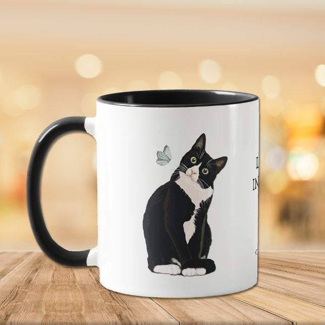 Intriguing Life Black Cat Butterfly Coffee Mug (Creator Uploaded)