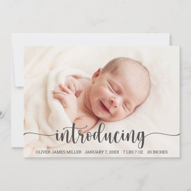Introducing Baby - Birth Announcement Photo Card (Front)
