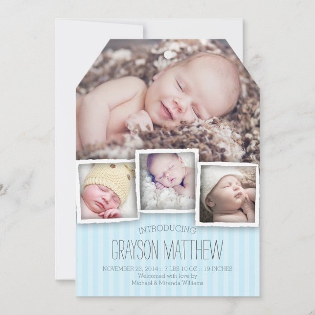 Introducing Baby Boy Birth Announcement (Front)