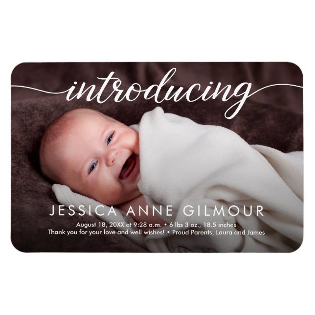 Introducing Baby girl Custom Photo Elegant  Magnet (Horizontal)
