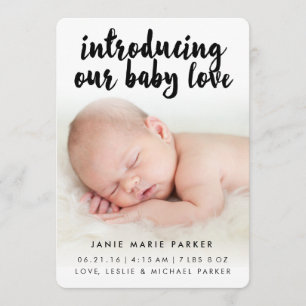 Introducing Baby Love   Script Birth Announcement
