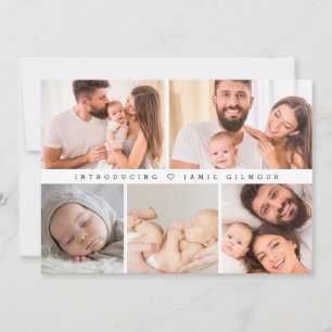 Introducing Baby Photo Collage Modern Birth  Thank You Card