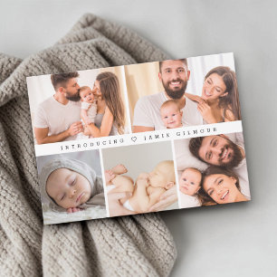 Introducing Baby Photo Collage Modern Birth  Thank You Card