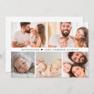 Introducing baby Photo Collage Simple birth Thank You Card