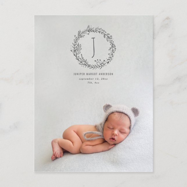 Introducing branch photo birth announcement postcard (Front)